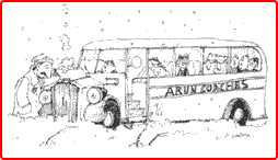 Coach in snow